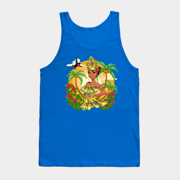 Caribbean girl Beautiful Smile Tank Top by BluedarkArt